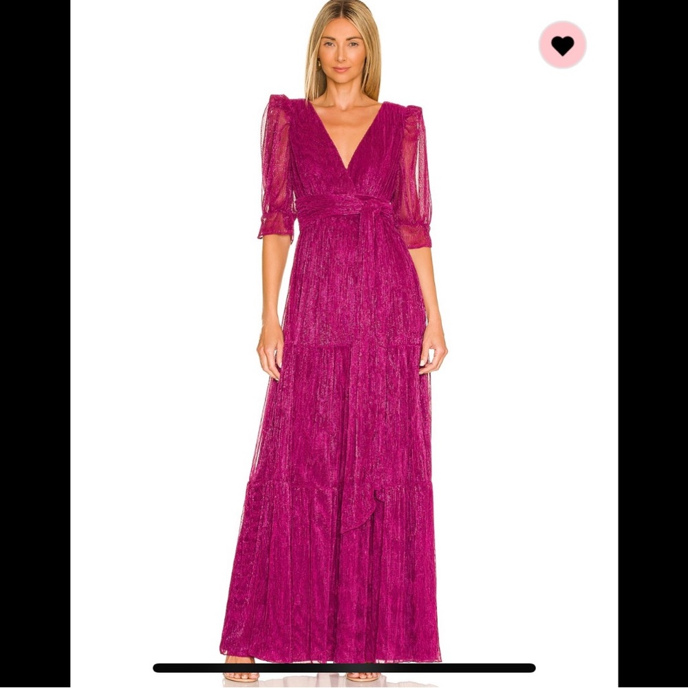 TULAROSA Maxi Metallic Fuchsia Dress